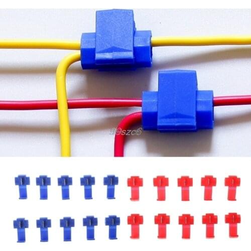 AUTO 10pcs 2 Pin T Shape Wire Cable Connectors Terminals Crimp Scotch Lock Quick Splice Electrical Car Audio Kit Tool DropShip