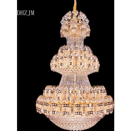 Large lighting room LED crystal chandelier gold crystal chandelier lighting,hanging metal chandelier living Hotel Lighting