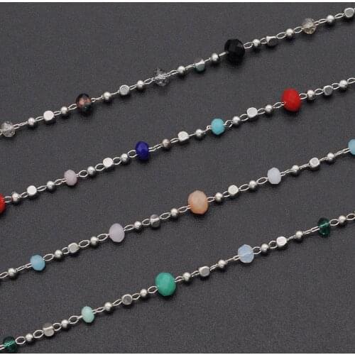 30 Meters/lot Silver 3-4mm Oval Crystal Stone Beads diy jewelry Making Chains Wholesale Finding Jewellery Supplies