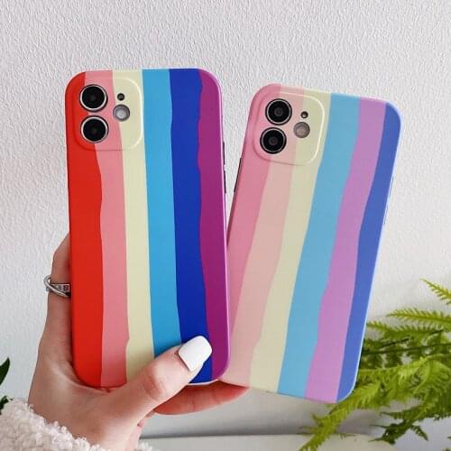 Gimfun Colorful Rainbow Phone Case for iPhone 11 12 Pro Max X XR XS Max 7 8plus Matte Shockproof Soft IMD Silicone Back Cover