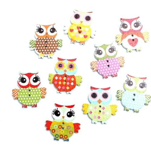50pcs Mixed Owl Wooden Buttons For Clothes Needlework Scrapbooking Crafts Diy Sewing Accessories Wood Decoration