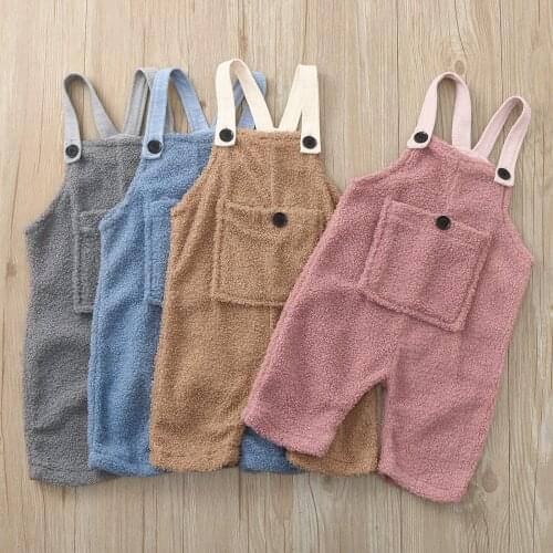 Autumn Winter Romper For Toddler Kids Baby Girls Boy Fleece Suspender Pants Overalls Trousers Warm Romper Baby Girl Clothes