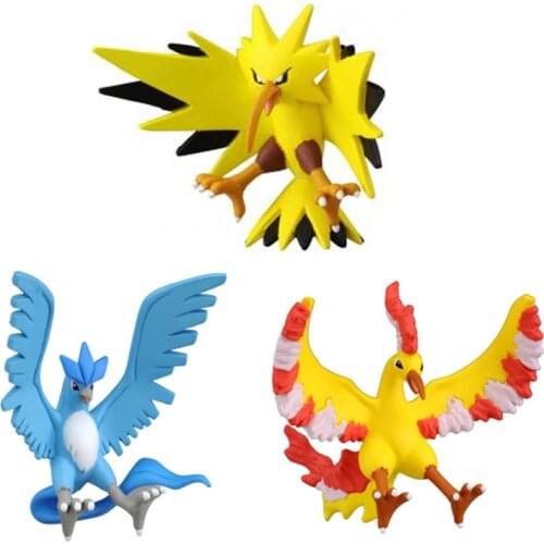Takara Tomy Articuno Zapdos Moltres Pokemons Action Figure Dolls Small Size Cartoon Pokemons Anime Figuras Collection Model Toys