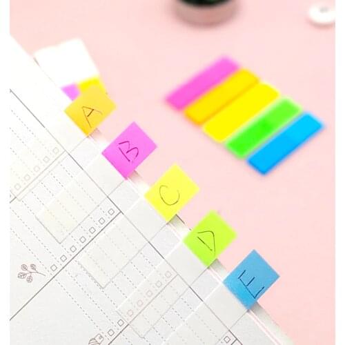 Fluorescent Index Sticky Notes Library Index Card Guides With Mylar Film Sticker Bookmark Marker Memo Flags Index Pad Tab Page