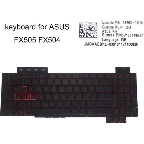 Greece Backlight keyboard for ASUS TUF FX504 FX504GE FX504GM FX504GD FX505 GK Greek Gaming laptops keyboards red Letters New hot