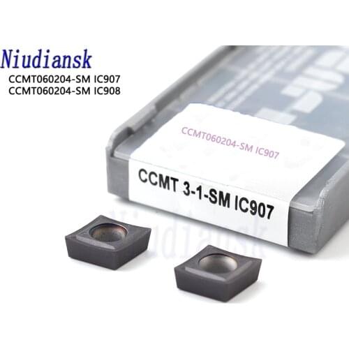 10PCS CCMT060204 SM IC907 IC908 Carbide Inserts Internal Turning Tool Knife Blades CCMT 060204 CNC Lathe Metal Cutter Tools