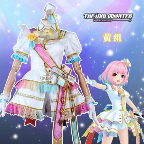 Anime cosplay GIRLS 4th anniversary Trust Me Cosplay Costume Pink Blue Yellow Team Lolita Dress Full Sets A