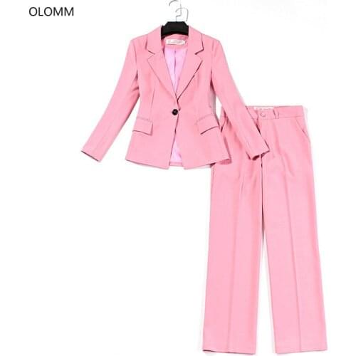 Suit suit female wide leg pants pink slim suit jacket wide leg trousers professional two-piece 2019 autumn new womens clothing