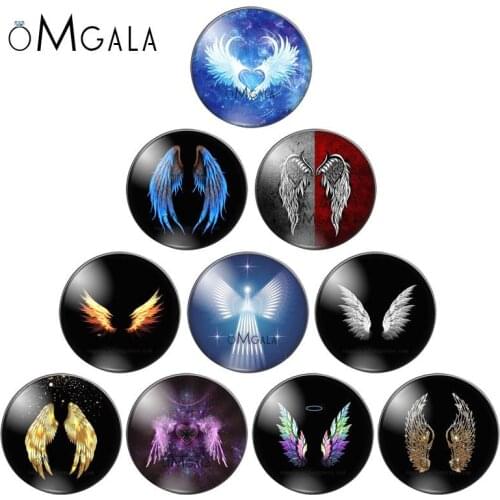 Beauty Glowings Angel Wings mixed 10pcs 12mm/18mm/20mm/25mm Round photo glass cabochon demo flat back Making findings