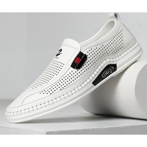 Spring Autumn Flats Casual Shoes For Men Microfiber Hollow Soft Mens Sneakers Shoes Hand Sewing Luxury Man Canvas Sneakers