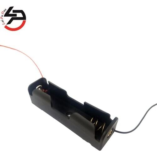 Laipuduo 18650 Battery Storage Case Box Holder with 2 wires Leads for 1x 18650 battery Black Plastic 1 Way 1 Slots