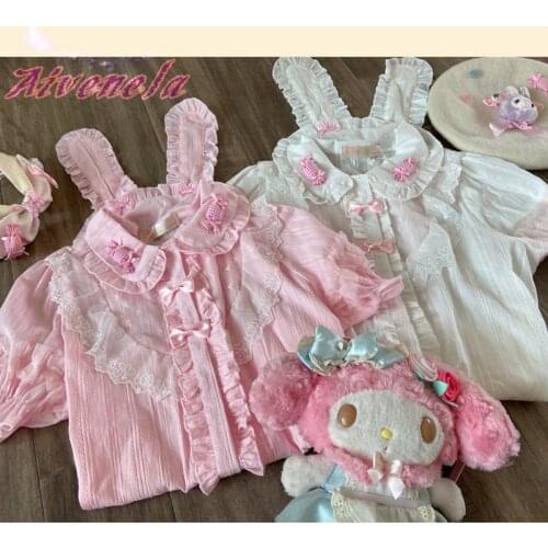 Sweet Shirt Harajuku Girls Lolita Rabbit Ear Lace Ruffle Tops Shirts AFC1204