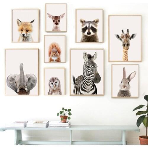 Cute Animal Nordic Lion Giraffe Squirrel Canvas Paintings Posters and Prints Wall Art Picture for Kids Children Room Home Decor