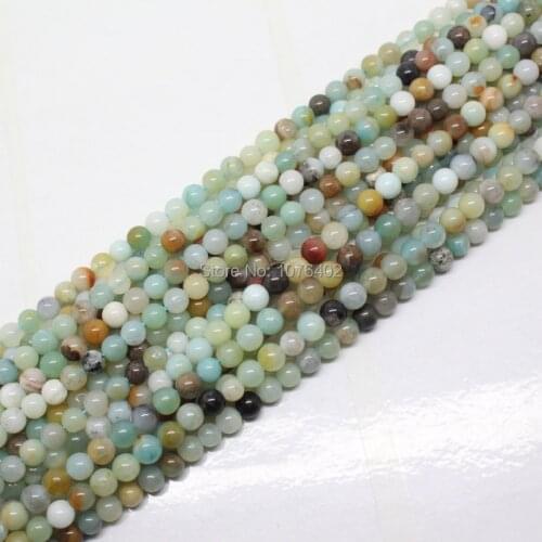 Mini. Order is $7! 4mm Beautiful Natural Multicolor Amazonite Round Loose Beads 15"