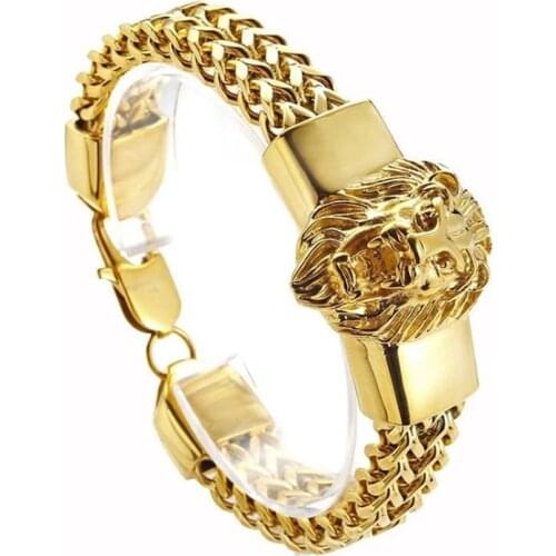 Men Punk Retro Gothic Hip Hop Lion Head Bracelet Jewelry