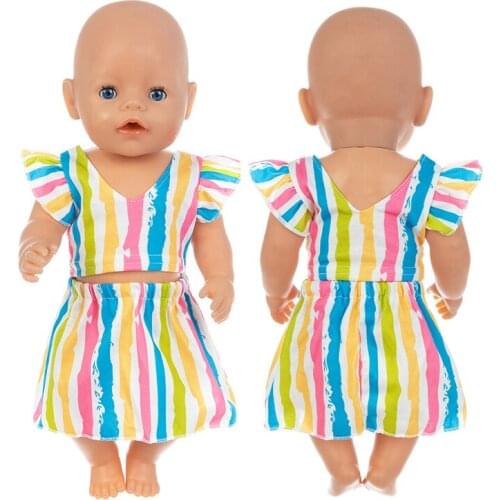 2020 New Stripe dress Doll Clothes Fit For 18inch/43cm born baby Doll clothes reborn Doll Accessories