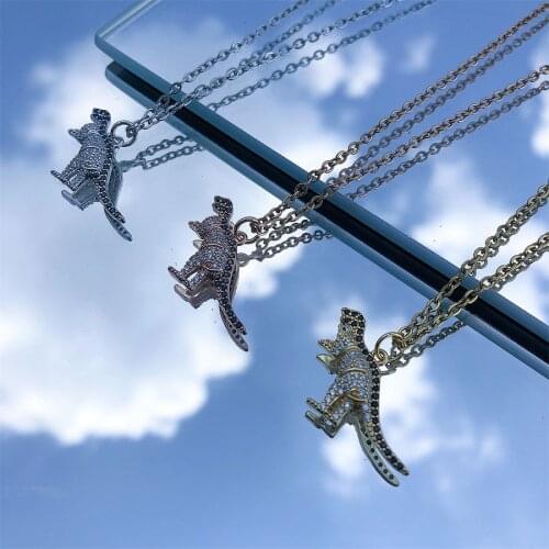 Cartoon Dinosaur charm Pendant Necklace for Women Men hains on The Neck Fashion Hip Hop Couple Chain Necklaces Jewelry