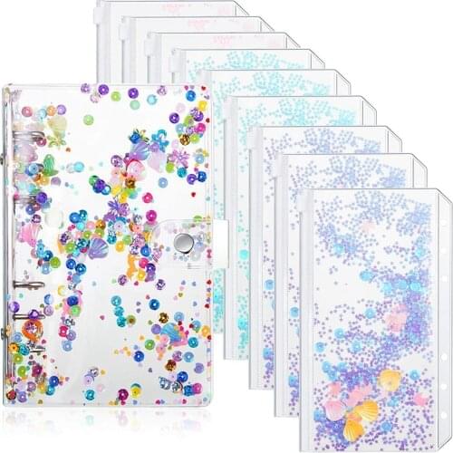 10 Pieces of A6 Binder Pockets with Notebook Binder Sleeves Including Pockets Flash Budget Binder for School Office