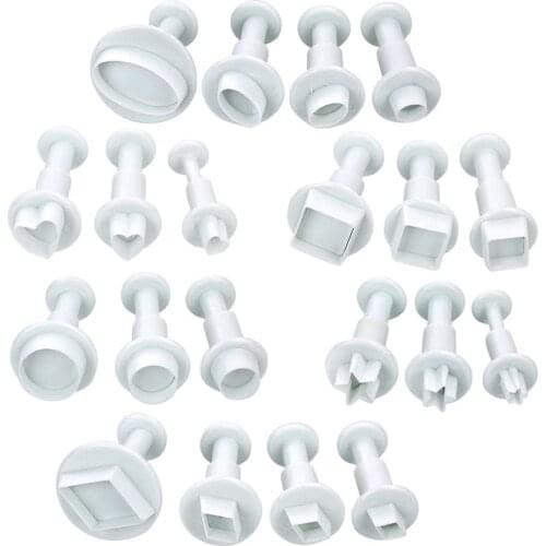 20pcs Polymer Clay Cutter Mini Fondant Cookie Plunger Cutters Sugarcraft Cake Decorating Square Heart Shape Embossing Mold Tools