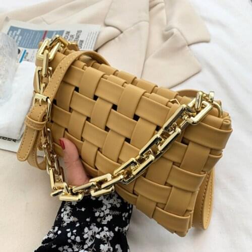 Luxury Thick Chain PU Leather Crossbody Bags 2021 New Ladies Shoulder Handbags and Square Bag