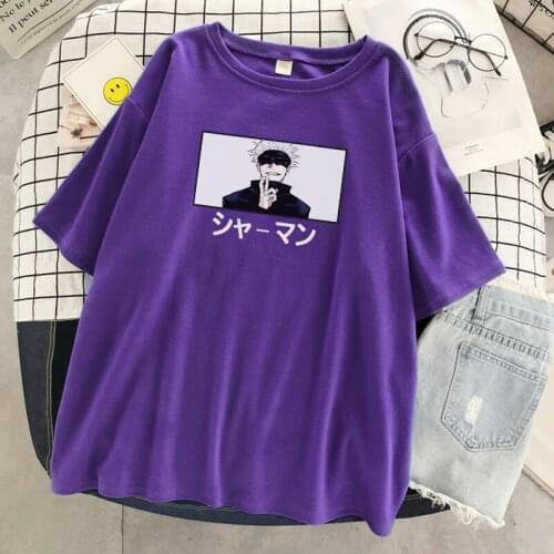 Satoru Gojo Shaman Anime Character Print T-Shirt Women Loose Oversize T-Shirts Summer Soft Tshirts Fashion Casual Womens T-Shirt