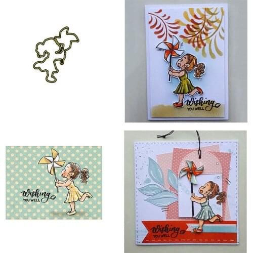 Wishing You Well Windmill Girl Metal Cutting Dies Corresponding Clear Stamp DIY Crafts Card Album Making Scrapbooking 2021