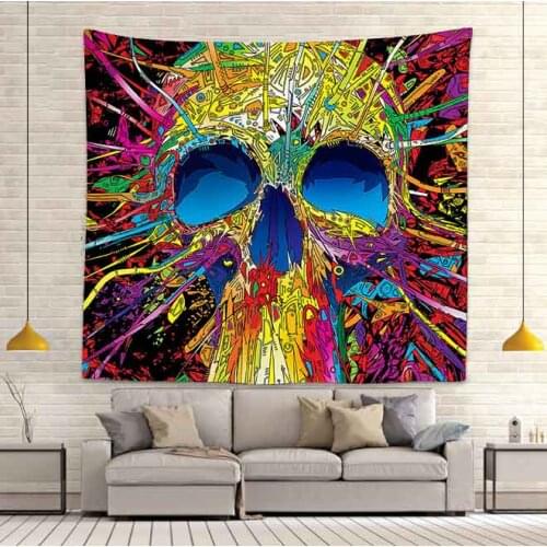Simsant Colorful Skull Tapestry Rock and Roll Skull Art Wall Hanging Tapestries for Living Room Bedroom Home Dorm Decor