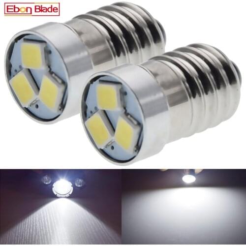 1/2 Pcs E10 1447 Screw LED Bulb 3V 6V 12V Flashlight Lamp 1.44W 3030 3SMD Replacement Torch Light 3 6 12 Volt White Accessories
