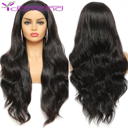 Y Demand HeadbandWig Pelucas Body Wave Synthetic Headwraps Hair Wig 2021 Long Wavy Headband Wig For Black Women None Replacement