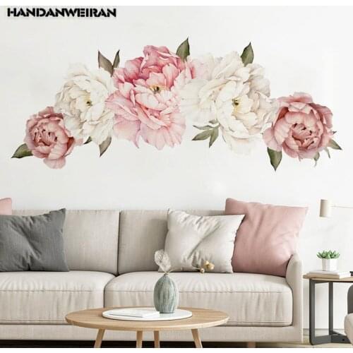 1PC Peony Rose Flower Wall Sticker DIY Nursery Decals For Kids Room Home Decor Gift PVC High Quality Wall Stickers 40*60CM