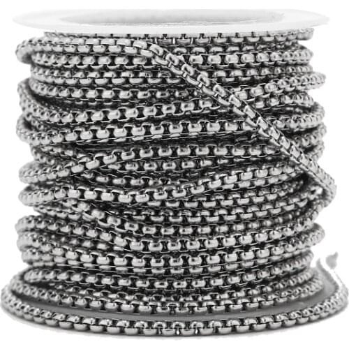 2.5mm width Unwelded Stainless Steel Rolo Chain Link Jewelry Making Chains for Pendant Necklace DIY Making steel color