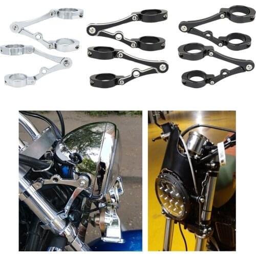2x Motorcycle Headlight Bracket Mount Clamp 39-41mm Universal Silver
