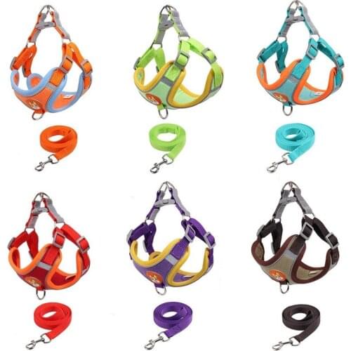 2021 New Pet Chest Harness Suede Cat Dog Harness Reflective Breathable Dog Rope Leash Dog Harness Leash Set Pet Accessories