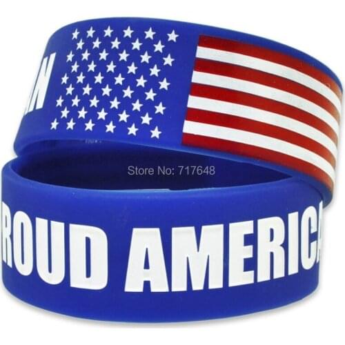 300pcs Proud American Flag wristband silicone bracelets free shipping by FEDEX A