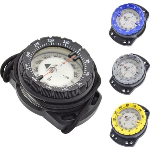 50m Waterproof Diving Compass Underwater Caving Camping Compass with Elastic Rope Dial Compass Scuba Watchband Fluorescent ABS