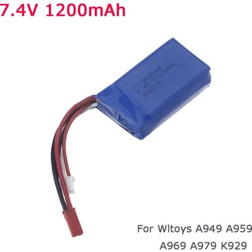 7.4V 1100mah LiPo Battery With JST Plug For Wltoys A949 A959 A969 A979 K929 1/18 Rc Car