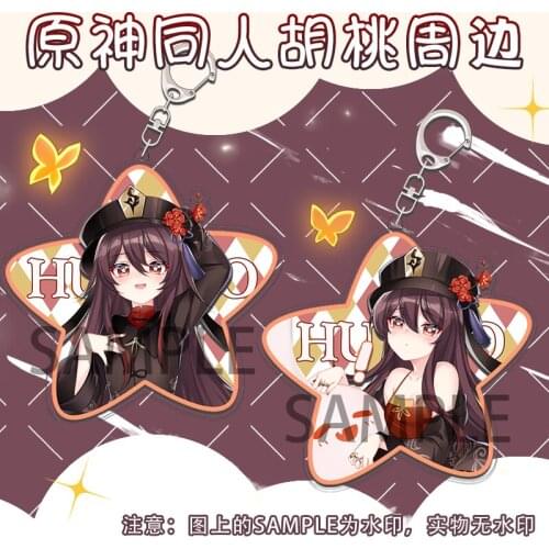 Anime Game Genshin Impact Hu Tao Acrylic Keychain Double Sided Cartoon Keyrings Backpack Xmas Birthday Pendant Xmas Gifts New