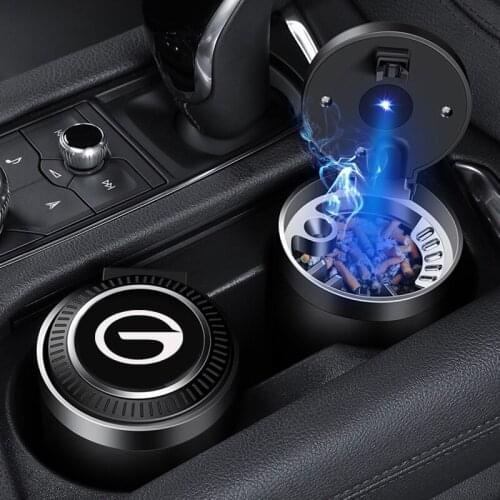 Car Ashtray With LED Light Push Type For Trumpchi GAC GS4 GS3 GS5 GS8 GE3 GA4 Logo Smoking Cigarette Ashtray Holder Accessories
