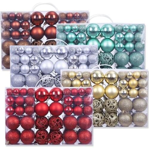 100Pcs Rose Gold Openwork Christmas Balls Ornament 3-6cm Hang Pendant Ball Indoor New Year Xmas Tree Decor Home Christmas Gift