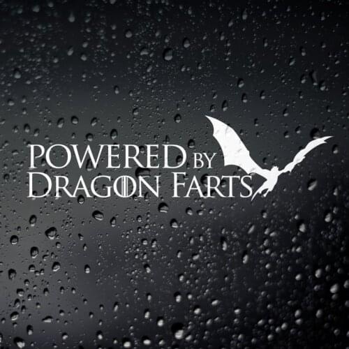 Black/Sliver Powered By Dragon FartsText Car Sticker Vinyl Car Styling Decal Rearview Mirror Car Accessor Decals Waterproof S555