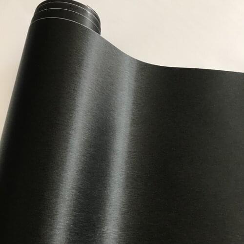 Black Brushed Aluminum Vinyl Wrap Roll with Air Release Bubbles Free Self Adhesive Car Motorbike Sticker Wrapping