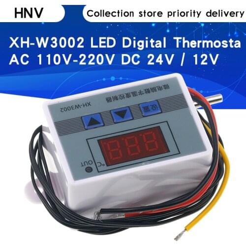 XH-W3002 W3002 AC 110V-220V DC 24V DC 12V Led Digital Thermoregulator Thermostat Temperature Controller Control Switch Meter