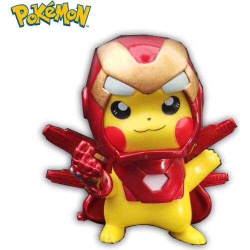 Pokemon GO Pikachu Figures Marvel Cosplay Iron Man Anime Action Figurine Model Cartoon Toys For Boys Lovely Kawaii Birthday Gift