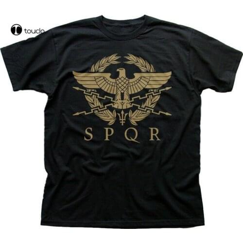 Spqr Roman Gladiator Imperial Golden Eagle Army Printed T-Shirt