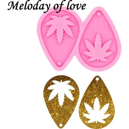 Glossy Mermaid/Girl/Unicorn/Paw/Pot Leaf hemp Tear Drop Hoop Earrings Silicone Mold Diy Epoxy Resin Molds Jewelry Making DY0350
