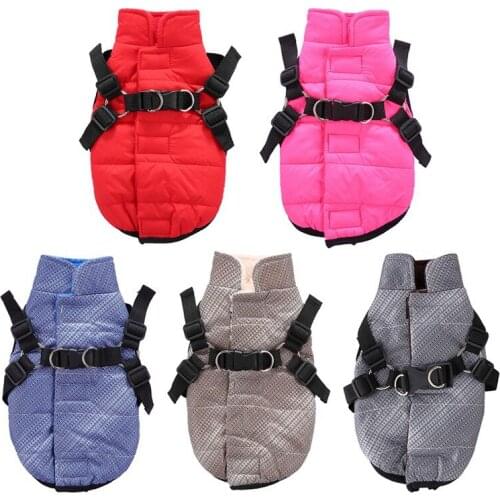 Dog Cotton Vest Fleece Winter Warm Coat Dual Functional Pet Windbreaker Harness Korean Version For Cold Weather Dog Costume