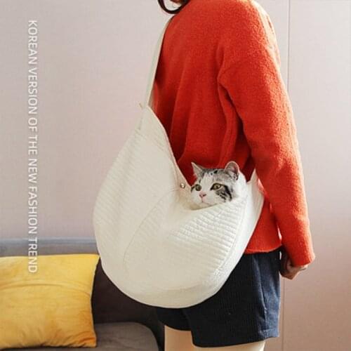 Pet Backpack Canvas Cat Dog Travel Bag Handmade Breathable Pet Single Shoulder Messenger Bag Puppy Kitten Carrier Pet Supplies