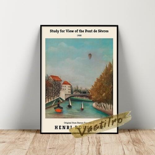 Henri Rousseau Exhibition Poster, Study For View Of The Pont De Sevres Wall Picture, Bridge Scenery Decor, Rousseau Retro Prints