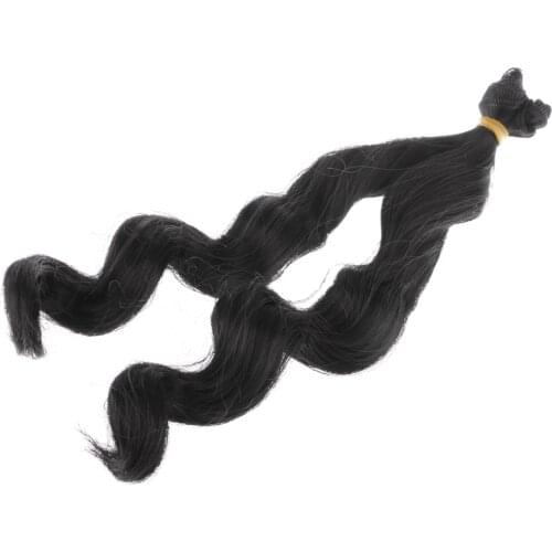 Fashion 25cm DIY Doll Wigs Long Curly Wavy High Temperature Wire Handmade Hairpiece Black
