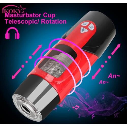 IKOKY Male Masturbator Sexy Voice 7 Adjustable Telescopic Modes Masturbation Cup Automatic Telescopic Rotation Sex Toy for Men